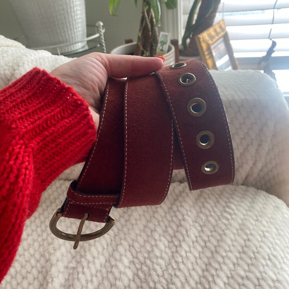 Burgundy/Red Leather Coach Belt, XL